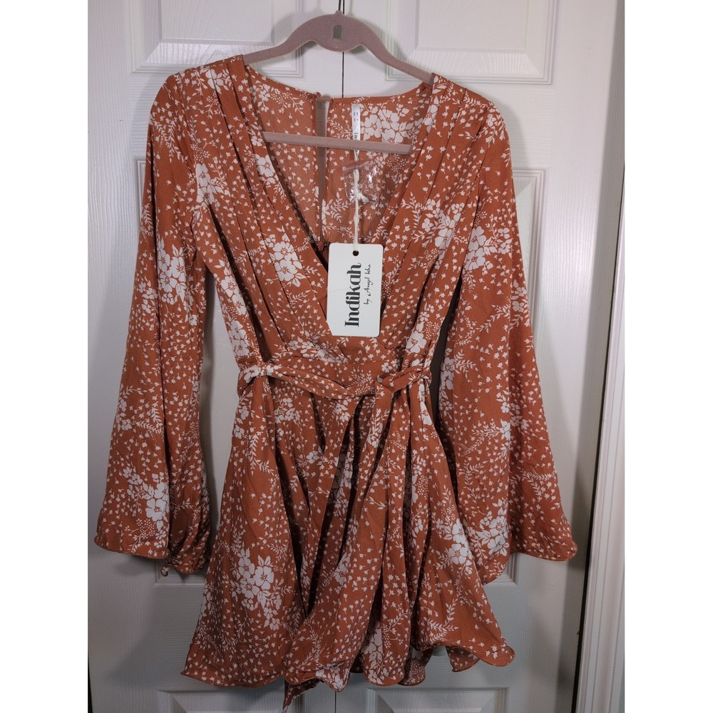 INDIKAH Womens Brown & White Mini Dress XS NEW